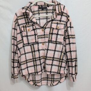 ered V-Neck Sweater - Pink and Black